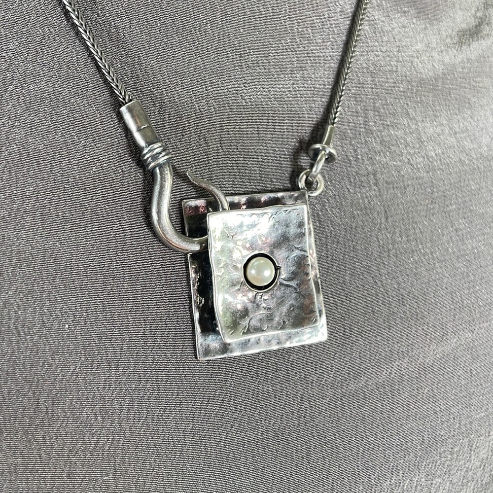 SILPADA x DIDAE Vintage Sterling & Pearl Brutalist / Modernist Hook Clasp - Picture 2 of 16